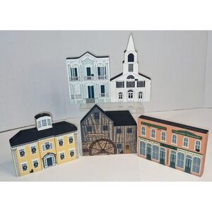 Cats Meow Village Wooden Shelf Sitter Lot 5 Galveston Series Jenney Grist Mill